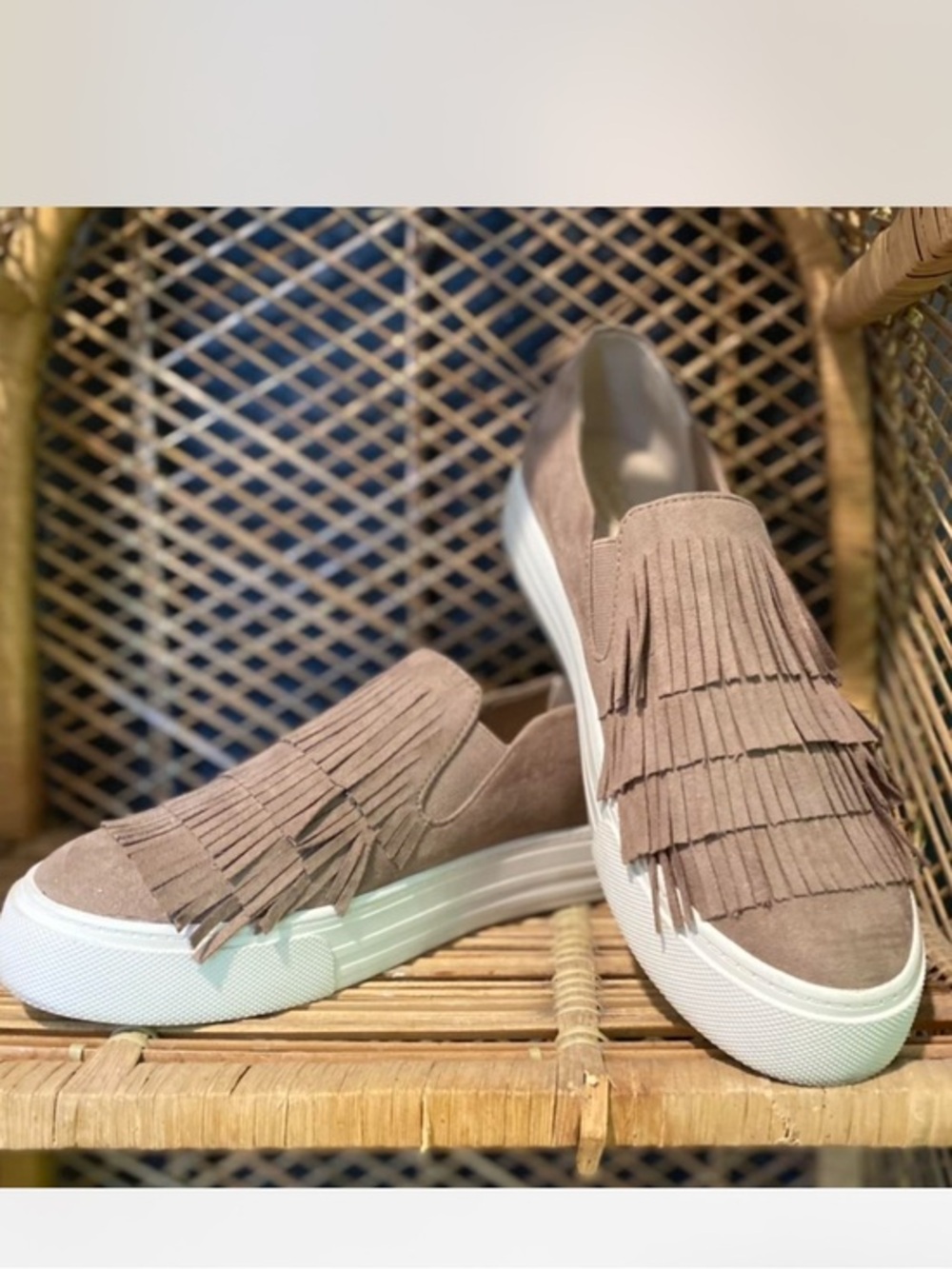 Ariat Unbridled Brown Suede Fringe Slip-On Sneakers